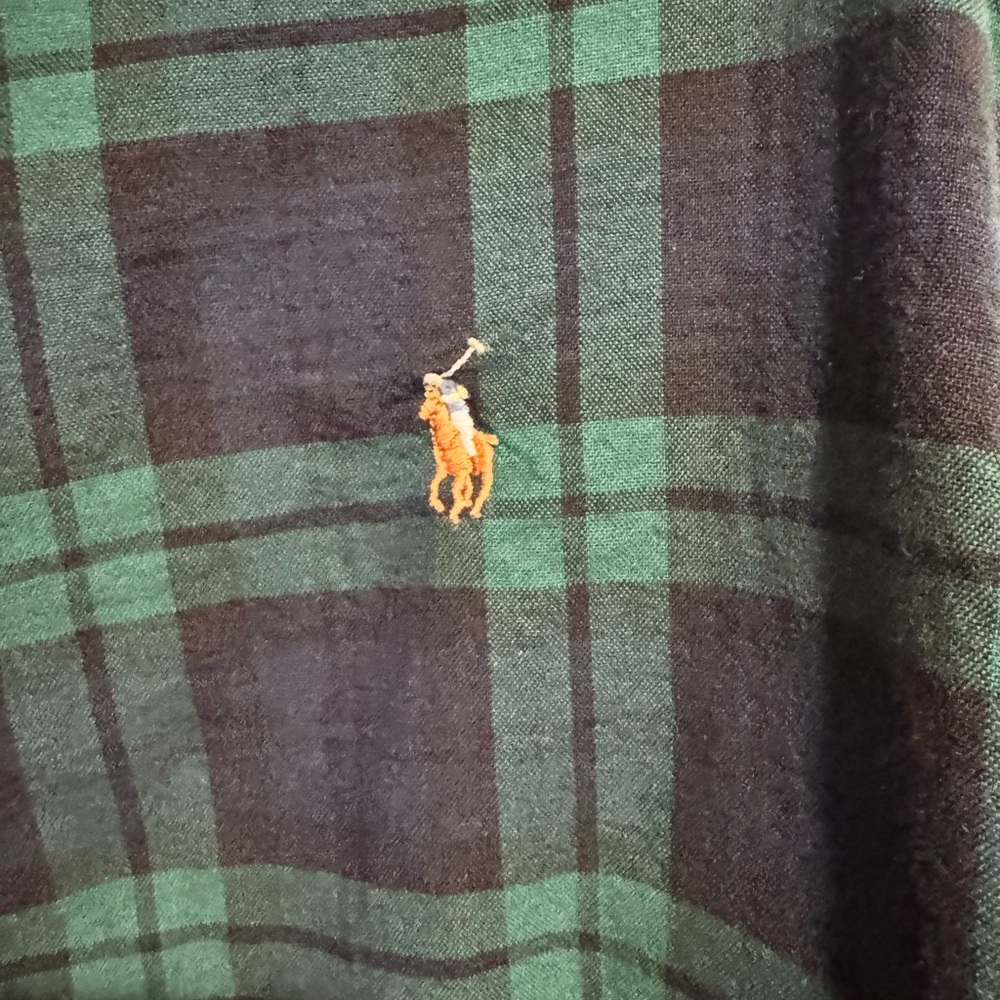 Ralph Lauren Men's Navy and Green Plaid Shirt - Picture 4 of 5